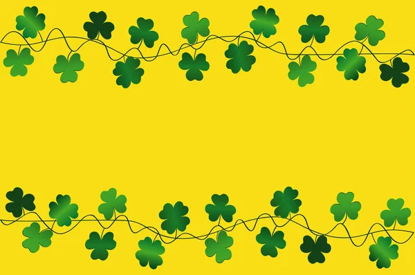 Zielony uroczysty trznadel z koniczyny. Irlandzki holiday - Happy St. Patrick's Day z Girlanda z trzech liści. Karty z pozdrowieniami, plakat, baner. Wektor — Wektor stockowy