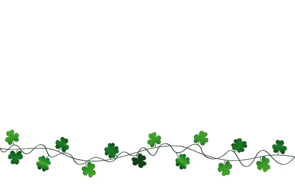 Bunting festivo verde con trébol. Fiesta irlandesa - Feliz Día de San Patricio con una guirnalda de tres hojas. Tarjeta de felicitación, póster, pancarta. Vector Ilustraciones de stock libres de derechos