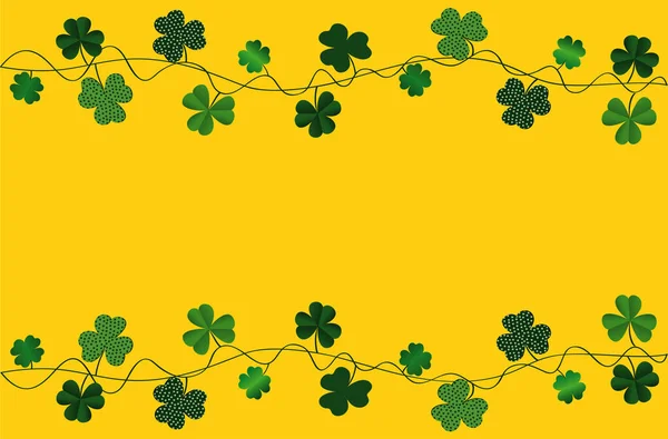 Gröna festliga bunting med klöver. Irländska semester - Happy St. Patrick's Day med en krans av tre-blad. Gratulationskort, affisch, banner. Vektor — Stock vektor