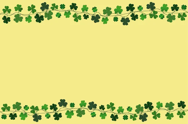 Πράσινο εορταστική υφάσματος με το τριφύλλι. Ιρλανδική διακοπές - Happy Αγίου Πατρικίου ημέρα με μια γιρλάντα από τρία φύλλα. Ευχετήρια κάρτα, αφίσας, πανό. Διάνυσμα — Διανυσματικό Αρχείο
