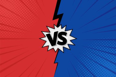 Versus VS letters fight backgrounds in flat comics style design with halftone, lightning. Vector illustration clipart