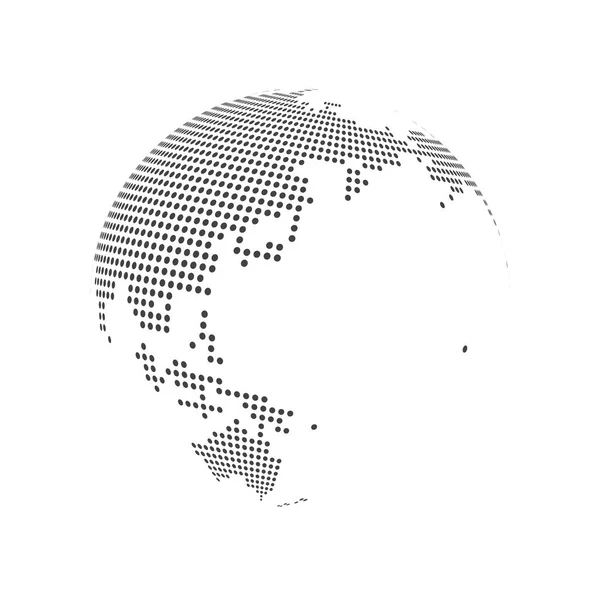 Mappa Del Mondo Astratta Punteggiata Del Globo Terrestre Illustrazione Vettoriale — Vettoriale Stock