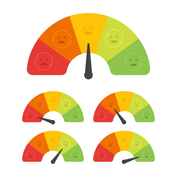 Compteur Satisfaction Client Avec Différentes Émotions Illustration Vectorielle — Image vectorielle