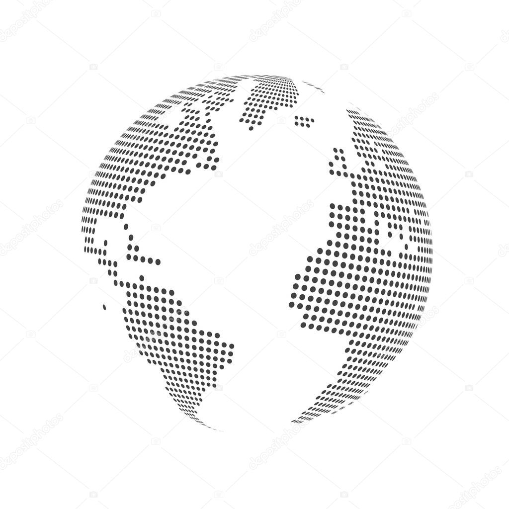 Abstract dotted globe earth world map. Vector illustration