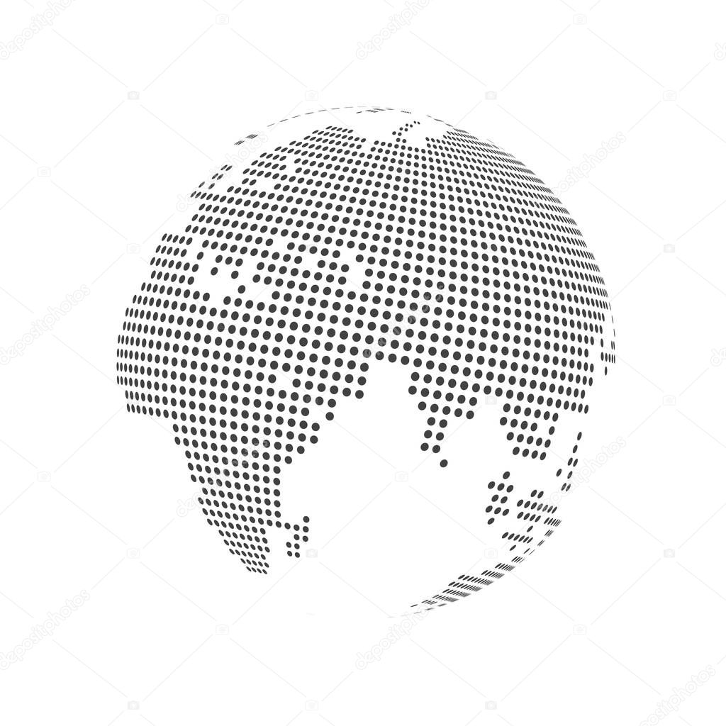 Abstract dotted globe earth world map. Vector illustration