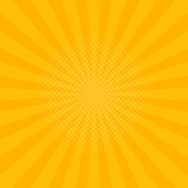 Bright yellow rays background. Comics, pop art style. Vector illustration. clipart