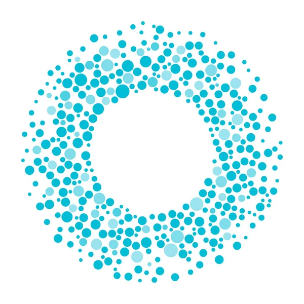 包含文本空白空间的圆点框架 由各种大小的蓝色斑点或点组成的框架 圆形状 蓝色抽象背景的阴影 — 图库矢量图片