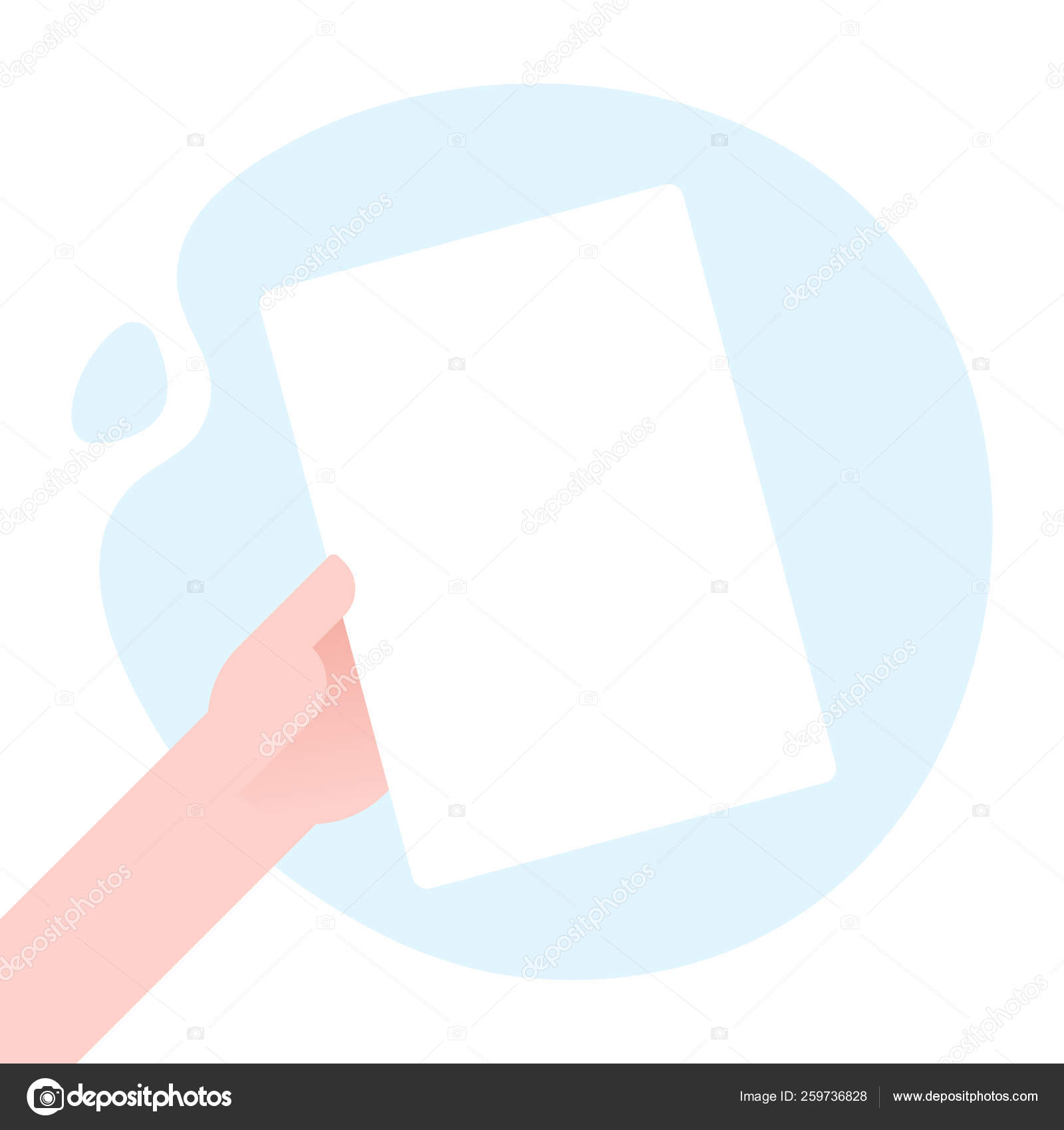 Download Business Man Hand Holding Paper Mockup Empty Template Vector Illustration A4 Blank Sheet List Without Text Concept Of Attention Announcement Frame Flat Style Stock Vector C Vectorplus 259736828 PSD Mockup Templates