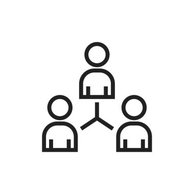 Beyaz arka planda kişi simgesi vektörü koordine etme. İşadamı ekip çalışması organizasyonu