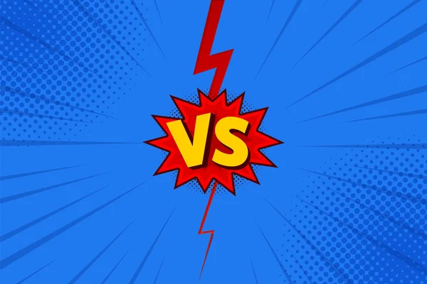 Versus VS letters fight backgrounds in flat comics style design with halftone, lightning. Vector — Stock Vector