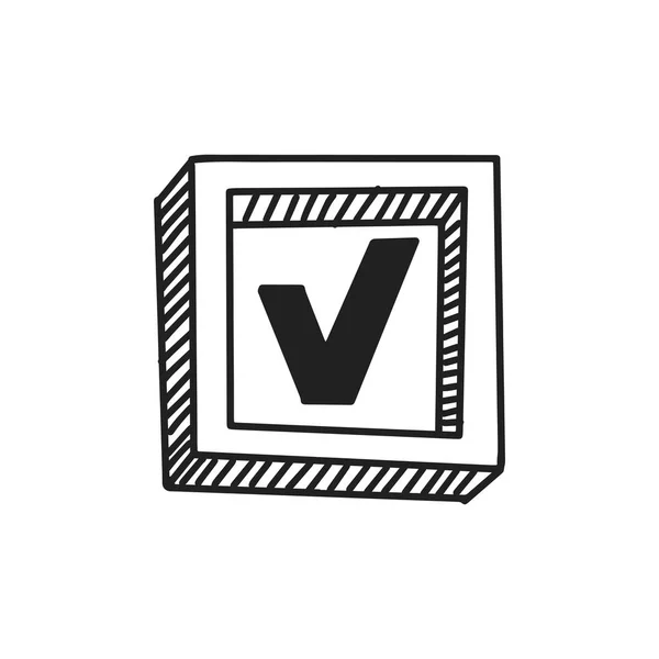 Marca de verificación y señal cruzada. Dibujos animados vector e ilustración, blanco y negro, dibujado a mano, estilo de boceto, aislado sobre fondo blanco — Vector de stock