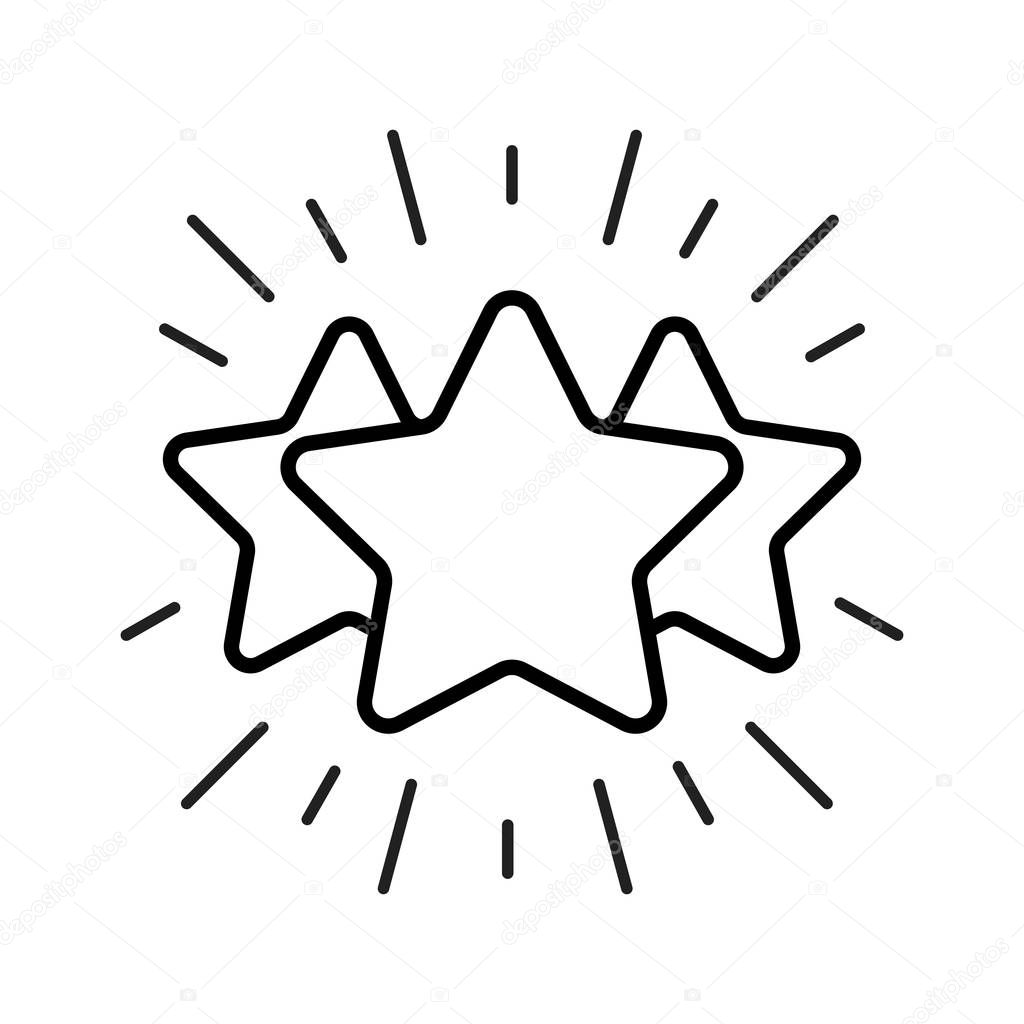 Vector line stars outline icon. Feedback rating concept illustration