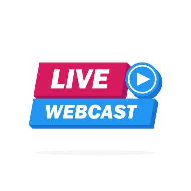 Canlı Web yayını etiketi - düğme, amblem, etiket, afiş. Vektör çizimi