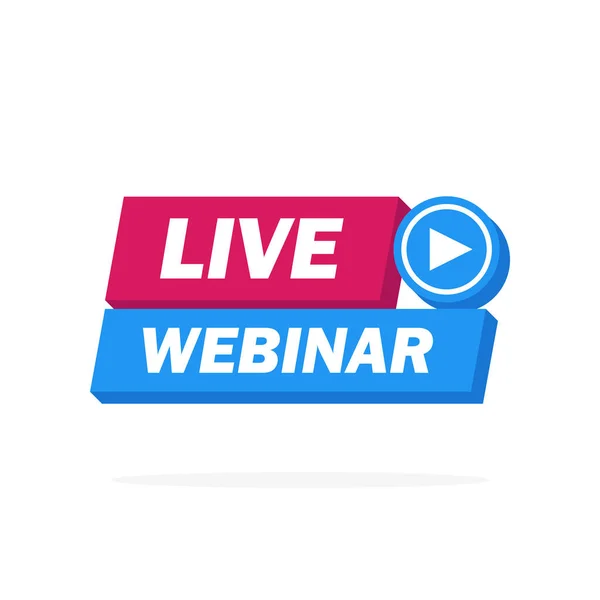 Webinar ao vivo Botão, ícone, emblema, rótulo - design vetorial — Vetor de Stock