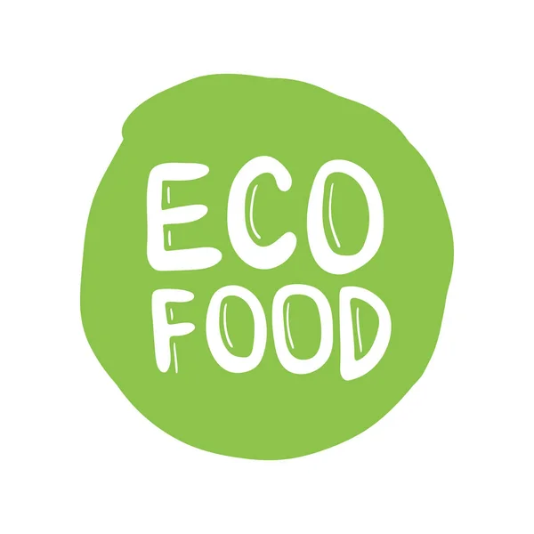 Umweltfreundlicher Etikettenvektor, rundes Emblem, gemaltes Symbol für Verpackungen von Naturprodukten, Kleidung und Lebensmittelverpackungen. — Stockvektor