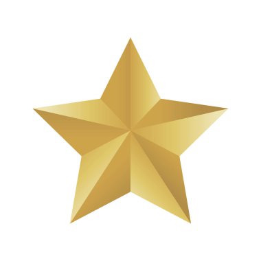 Altın renkli yıldız şekli. Madalya ödülü, kazanan 3d elemrnts. Vektör çizimi