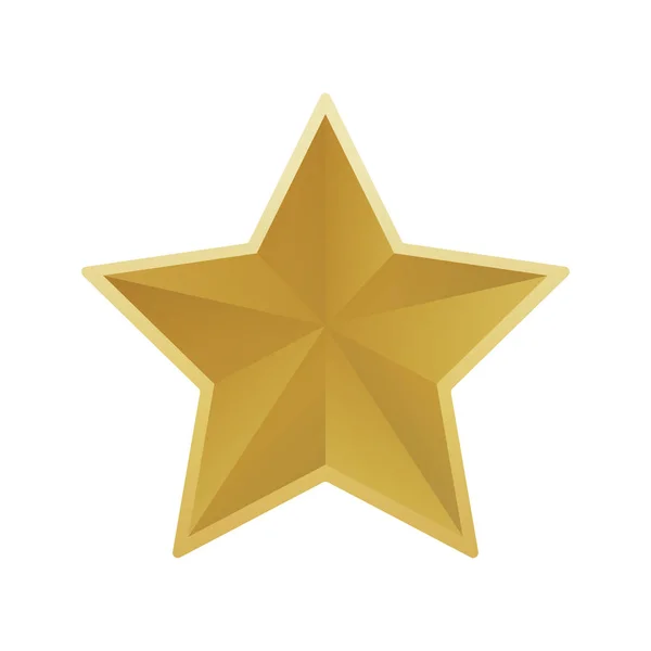 Goldfarbene Sternform. Medaillengewinner bei 3D-Elementen. Vektorillustration — Stockvektor