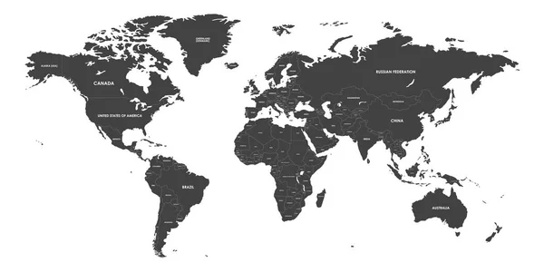 Mapa Mundial dos Países Políticos de Alto Detalhamento. Ilustração vetorial —  Vetores de Stock