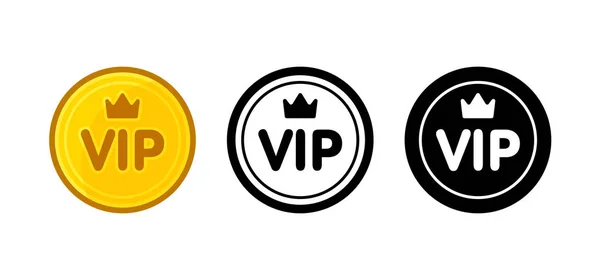 Vip icon set: golden color, black and white, outline. Isolated vector sign symbol — 스톡 벡터
