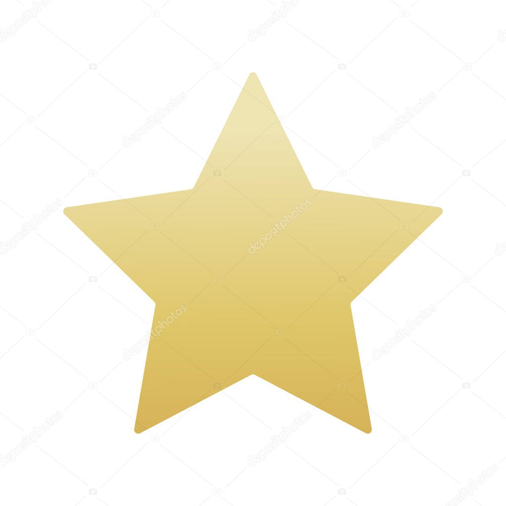 Gold colored star shape. Medal award, winning 3d elemrnts. Vector illustration