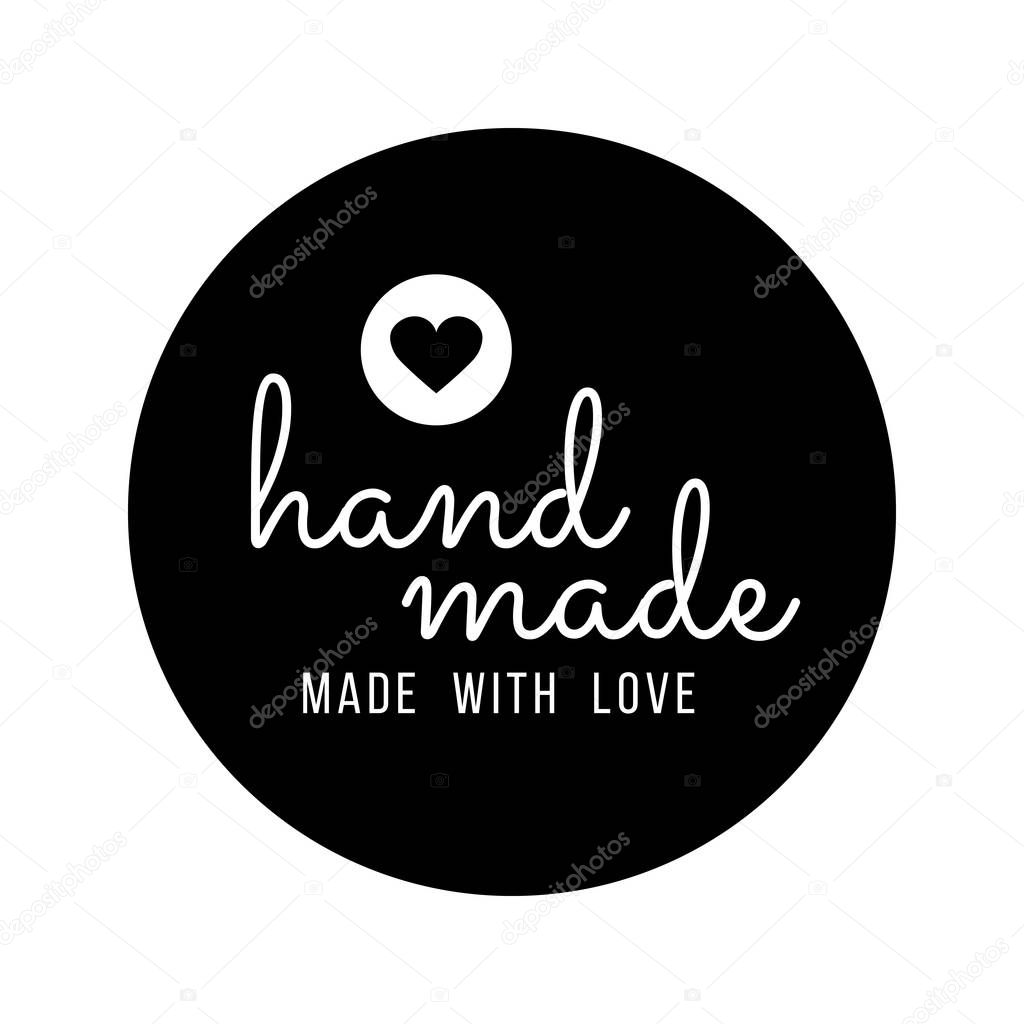 Hand Made with Love inscription lettering quote. Made with Love calligraphy. Made with Love card. Vector illustration