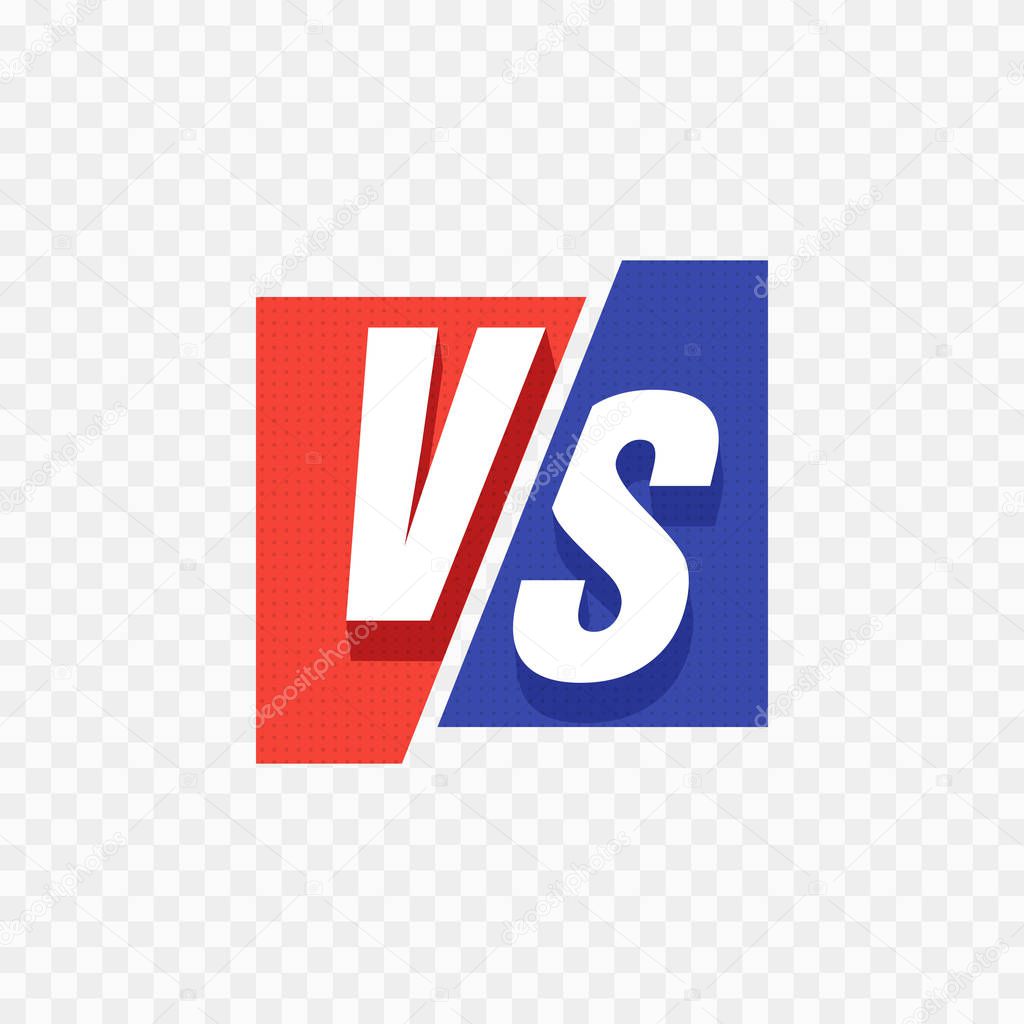VS Versus Blue and red comic design. Vector illustration.