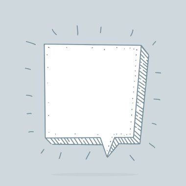 Konuşma Bubble Sketch el çizilmiş tarzı ayarlayın. Alıntı ve metin için alan. Vektör çizimi