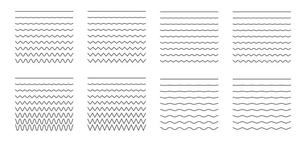 设置的波浪 — — 弯曲，曲折-十字交叉的水平线 — 图库矢量图片