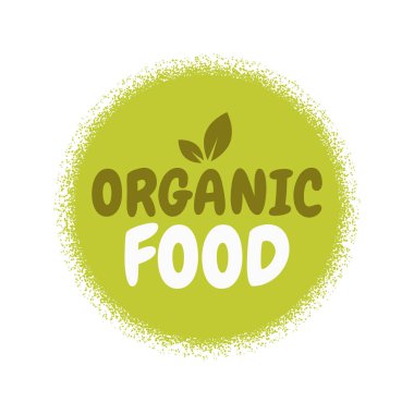 Taze sağlıklı organik vegan gıda rozeti. Vektör el çizilmiş illüstrasyon. Vejetaryen eko yeşil kavramı