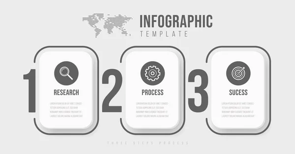 Zakelijke Infographics Template Tijdlijn Met Pijlstappen Drie Nummeropties Vectorelement — Stockvector