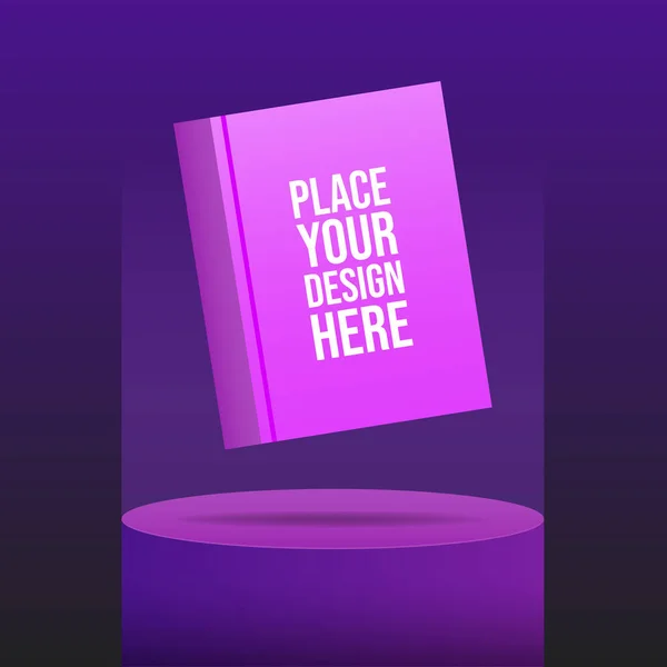 圆形讲台的模型与书籍和地方为您的设计 矢量平面插图 基座和3D平台 颁奖或获奖用的现代紫色圆形讲台 — 图库矢量图片