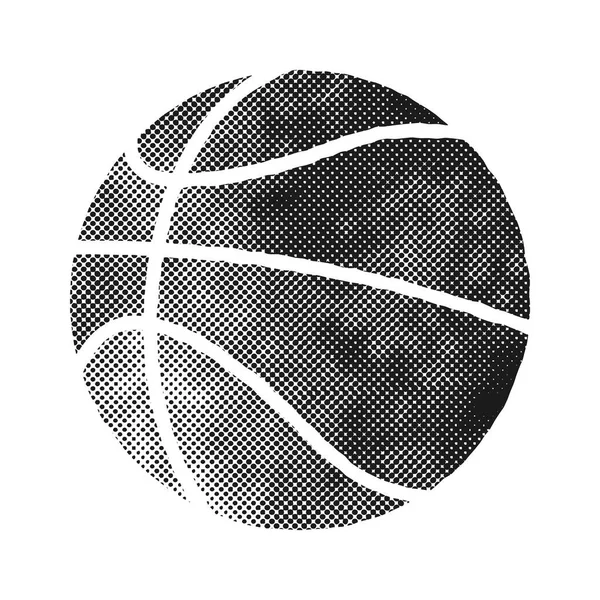 Basketball Ikone Halbtonstil Schwarz Weiße Monochrome Vektorillustration — Stockvektor