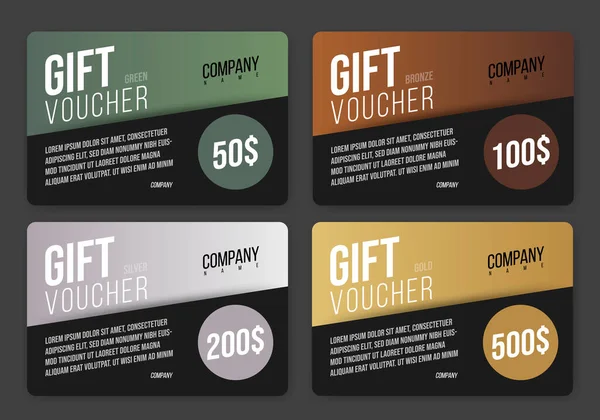 Vector Voucher Design Cartão Presente Preto Com Fundo Colorido Verde — Vetor de Stock