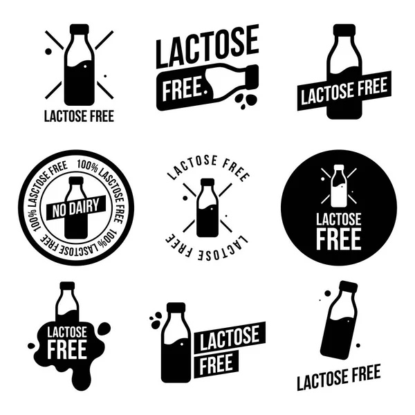 Lactose Free Icons Set Lactose Food Symbol Design Logo Menu — Stock Vector