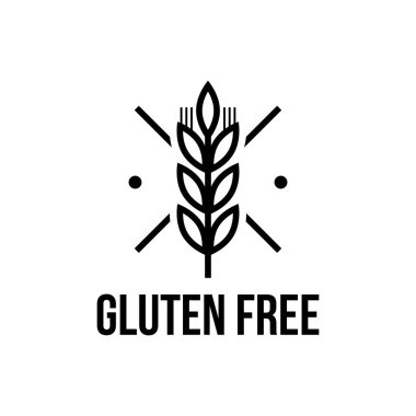 Glütensiz foklar. Siyah ve beyaz tasarımlar pul, mühür, rozet, ambalaj ve logo olarak kullanılabilir. Vektör illüstrasyonu