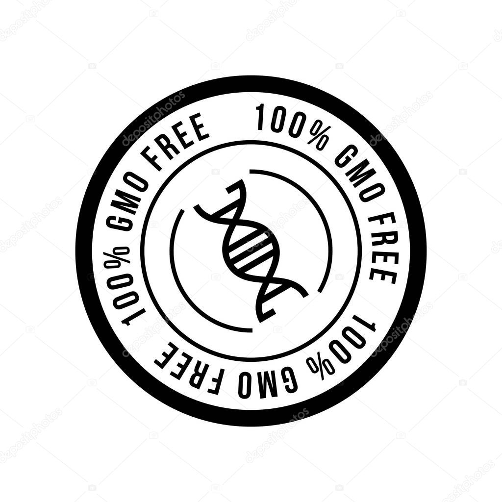 Black and white colored GMO free emblems designs, can be used as stamps, seals, badges, for packaging etc. Vector illustration