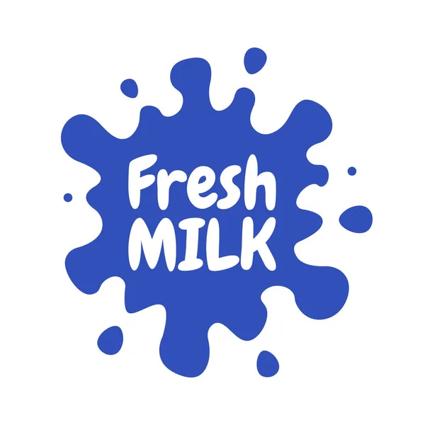 Mjölksymbol Och Mejerietikett Med Stänk Och Fläckar Vektormjölk Fläckar Och — Stock vektor