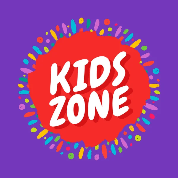 Zone Enfants Bannière Colorée Avec Phrase Sur Fond Talons Colorés — Image vectorielle