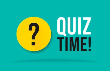 Sınav zamanı. Mavi arkaplanda renkli konuşma balonu. Sınavlar ve anketler için vektör illüstrasyonu. Sorular pankart şablonu