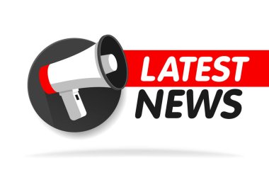 Son dakika haberi. Duyuru megafonu. Günlük gazete ya da haber bülteni afiş ikonu kavramı. Vektör illüstrasyonu.