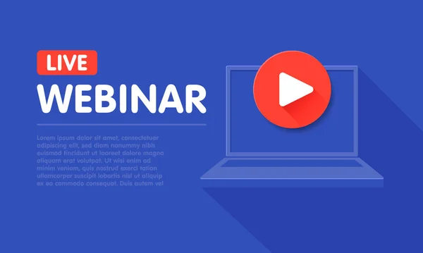 Gratis Webinar Spelen Online Knop Vector Illustratie Laptop Notebook Computerscherm — Stockvector