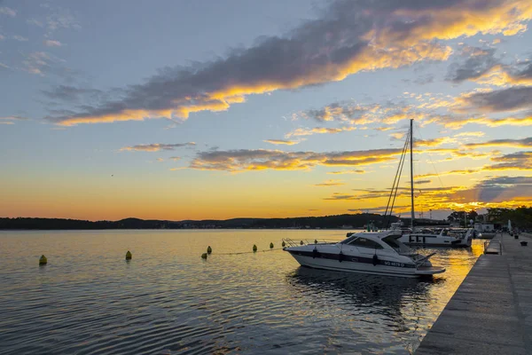 Puerto Ciudad Rovinj Atardecer Croacia — Foto de Stock