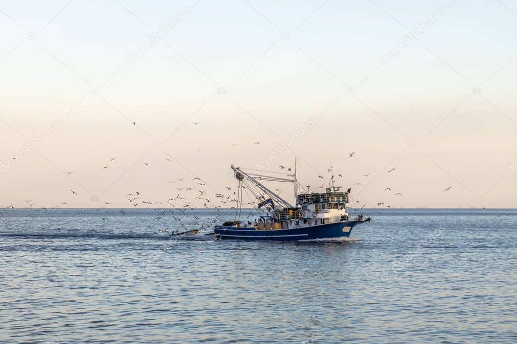 Fishing boat at sea on a sunny day in Croatia