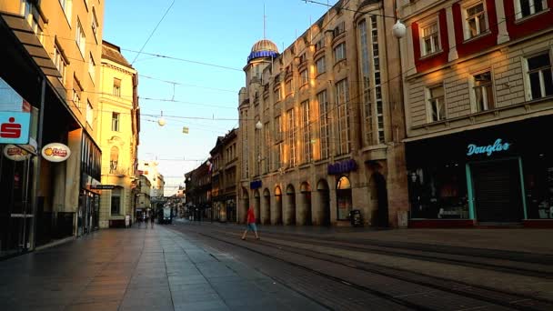 Straßenbahn Morgen Zagreb Kroatien — Stockvideo