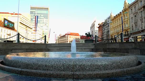 Fonte Mandusevac Praça Principal Zagreb — Vídeo de Stock