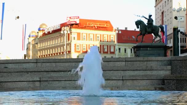 Fuente Mandusevac Plaza Principal Zagreb — Vídeo de stock