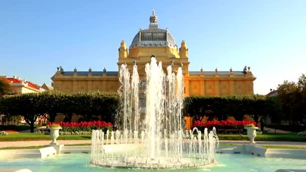 Fountain King Tomislav Park Zagreb — Stock Video