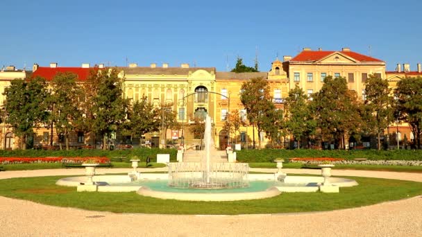 Fontána Parku Král Tomislav Záhřebu — Stock video