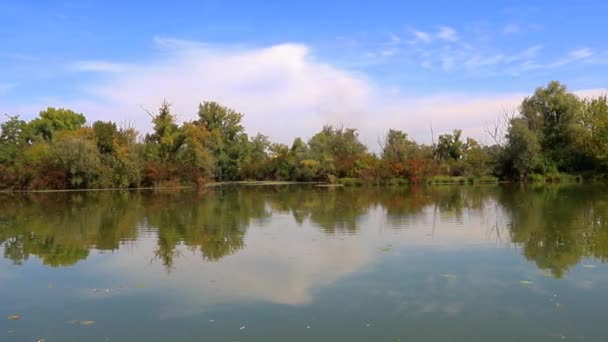 Panorámica Escena Del Lago Día Soleado — Vídeos de Stock