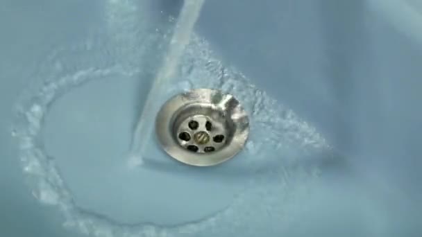 Clear Fresh Water Pouring Drain Bathroom — Stock Video